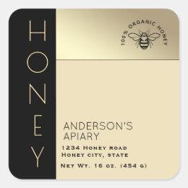Eenvoudige elegante kleurblok typografie honing  vierkante sticker