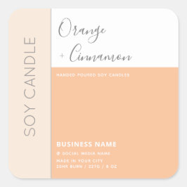 Eenvoudige elegante kleurblok typografie sojakaars vierkante sticker