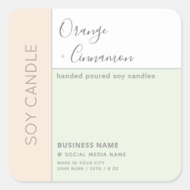 Eenvoudige elegante kleurblok typografie sojakaars vierkante sticker