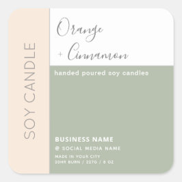 Eenvoudige elegante kleurblok-typografie sojakaars vierkante sticker