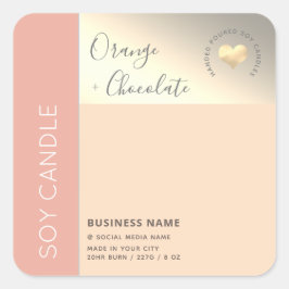 Eenvoudige elegante kleurblok-typografie sojakaars vierkante sticker