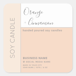 Eenvoudige elegante kleurblok-typografie sojakaars vierkante sticker