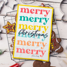 Eenvoudige Elegante Kleurrijke Gele Vrolijke Kerst Theedoek