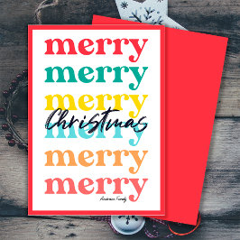 Eenvoudige Elegante Kleurrijke Rode Vrolijke Kerst Feestdagenkaart