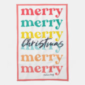 Eenvoudige Elegante Kleurrijke Rode Witte Vrolijke Theedoek (Verticaal)