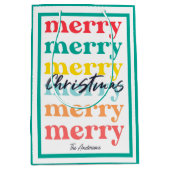 Eenvoudige Elegante Kleurrijke Rood Groen Vrolijk Medium Cadeauzakje (Voorkant)