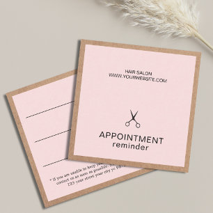 Eenvoudige Elegante Kraft Roze Afspraak voor Kapsa Afsprakenkaartje