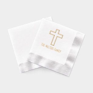 Eenvoudige Elegante Kruis Familienaam Folie Servetten
