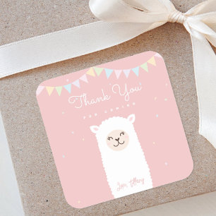 Eenvoudige elegante lama alpaca dank u voor het ko vierkante sticker