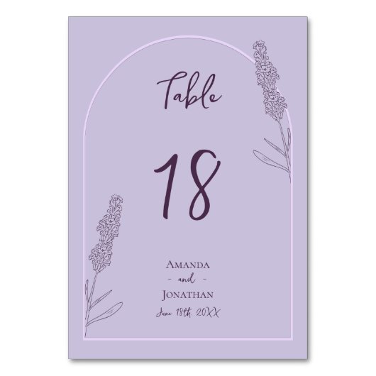 Eenvoudige elegante lavendel bloeit bruiloft kaart (Voorkant)
