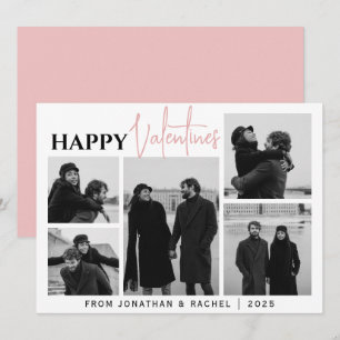 Eenvoudige Elegante Liefde Valentijnsdag Familie 5 Feestdagenkaart