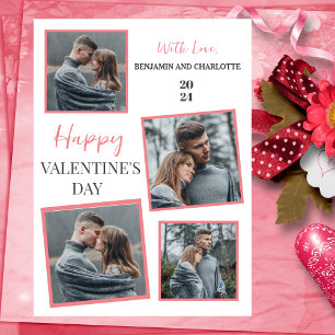 Eenvoudige Elegante Liefde Valentijnsdag paar 5 fo Feestdagenkaart