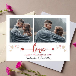 Eenvoudige Elegante Liefde Valentijnsdag paar foto Feestdagenkaart