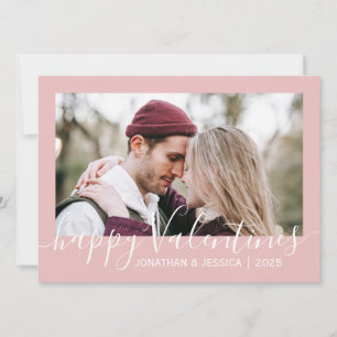 Eenvoudige Elegante Liefde Valentijnsdag Paar foto Feestdagenkaart