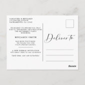 Eenvoudige Elegante Marine & Goud Uitgestelde Aank Briefkaart (Achterkant)