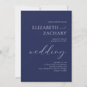 Eenvoudige Elegante Marineblauwe Witte Script Brui Kaart (Voorkant)