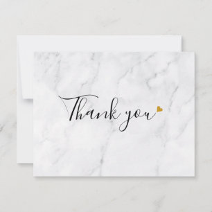 Eenvoudige Elegante Marmeren Script Gouden Hart Bedankkaart