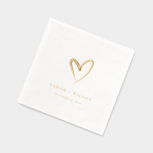 Eenvoudige Elegante Minimal Heart Custom Wedding Folie Servetten