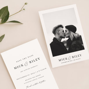 Eenvoudige Elegante Minimale Fotobruiloft Save The Date