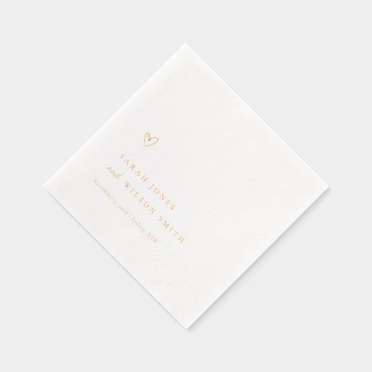 Eenvoudige Elegante Minimale Topografie Hart Weddi Folie Servetten (Rechts)