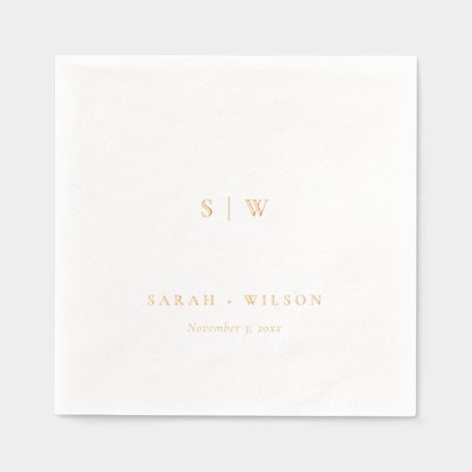 Eenvoudige Elegante Minimale Typografie Monogram H Folie Servetten (Voorkant)