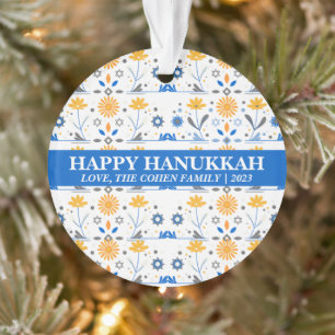 Eenvoudige Elegante Moderne Chanoeka familie Foto Ornament