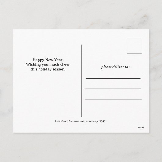 Eenvoudige Elegante Moderne Gelukkig Nieuwjaar Dri Feestdagenkaart (Achterkant)