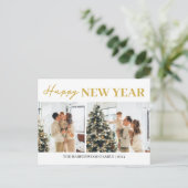 Eenvoudige Elegante Moderne Gelukkig Nieuwjaar Twe Feestdagenkaart (Staand voorkant)