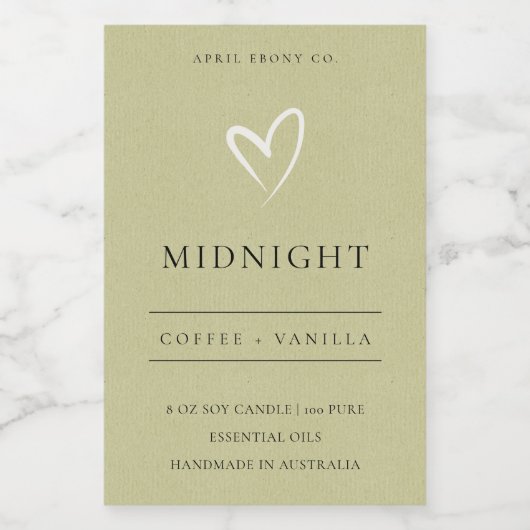 EENVOUDIGE ELEGANTE MODERNE GROENE WITTE HARTKANDL VOEDSELCONTAINER ETIKET (Enkel label)