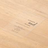 Eenvoudige elegante moderne minimalistische bruilo acryl uitnodigingen (Laagn)