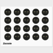 Eenvoudige Elegante Moderne Monogrammed Bruiloft Ronde Sticker (Vel)
