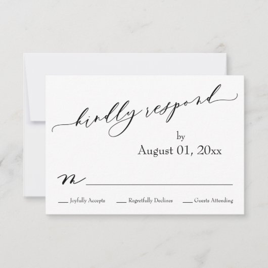 Eenvoudige, elegante, moderne RSVP-kaart RSVP Kaartje (Voorkant)