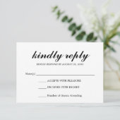Eenvoudige Elegante Moderne Script Bruiloft RSVP Z Kaartje (Staand voorkant)