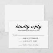 Eenvoudige Elegante Moderne Script Bruiloft RSVP Z Kaartje (Voorkant / Achterkant)