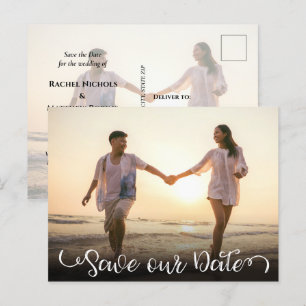 Eenvoudige Elegante Moderne Scriptie Foto Save the Aankondigingskaart