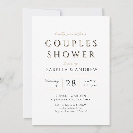 Eenvoudige elegante moderne stijlvolle luxe koppel kaart (Voorkant)