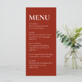 Eenvoudige Elegante Moderne Trouwmenu Rood Menu (Staand voorkant)
