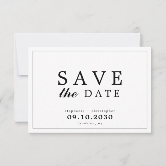 Eenvoudige Elegante Moderne Typografie Bewaar de D Save The Date (Voorkant)