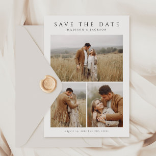 Eenvoudige elegante moderne vier foto save the date