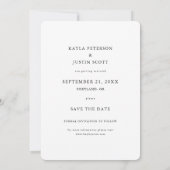 Eenvoudige elegante moderne witte tekst aangepaste save the date (Achterkant)