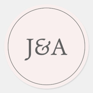 Eenvoudige Elegante Monogram Blush Roze Envelop Se Ronde Sticker