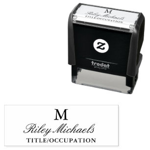 Eenvoudige Elegante Monogram Naam Titel Zelfinktende Stempel
