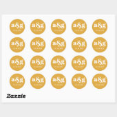 Eenvoudige, elegante mosterdgele bruiloft ronde sticker (Vel)