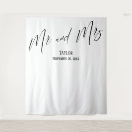 Eenvoudige Elegante Mr en Mrs Fotobehang Wandkleed
