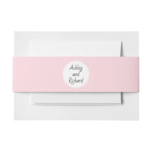 Eenvoudige elegante namen: zwarte roze bruiloft uitnodigingen wikkel