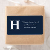 Eenvoudige Elegante Navy Blue Monogram Initiaal re Etiket (Insitu)