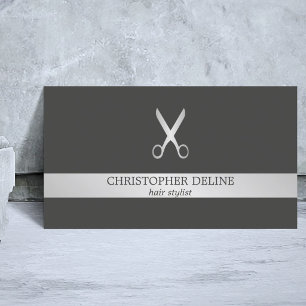 Eenvoudige Elegante Nep Zilveren Schaar Kapsalon Visitekaartje