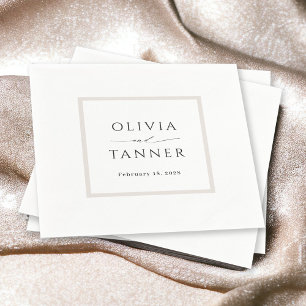 Eenvoudige Elegante Neutrale Beige en Witte Huweli Servet