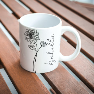 Eenvoudige Elegante November Geboortebloem Script Koffiemok
