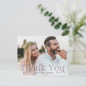 Eenvoudige elegante Paarse foto bruiloft Dank u Briefkaart (Staand voorkant)